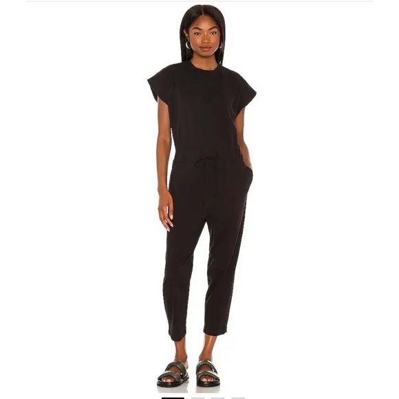 pistola Pants - PISTOLA Decklin Shoulder Pad Sleeveless Jumpsuit In
Black size Sx